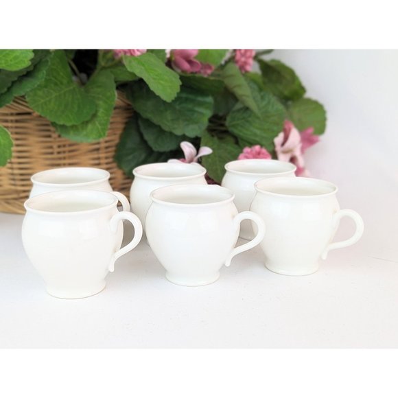 Set of 6 White Porcelain Espresso Cups Vintage White Porcelain Hospitality Set - Picture 1 of 9